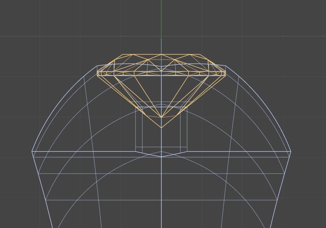 Render 3D detallado de un anillo de compromiso con diamante antes de fabricarlo